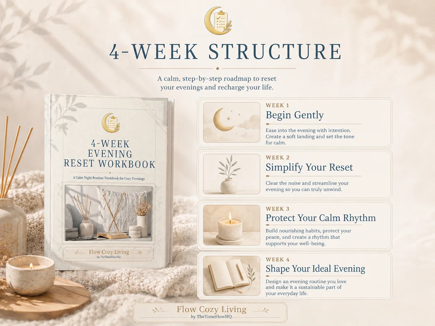 Preview of the 4-week Evening Reset workbook structure