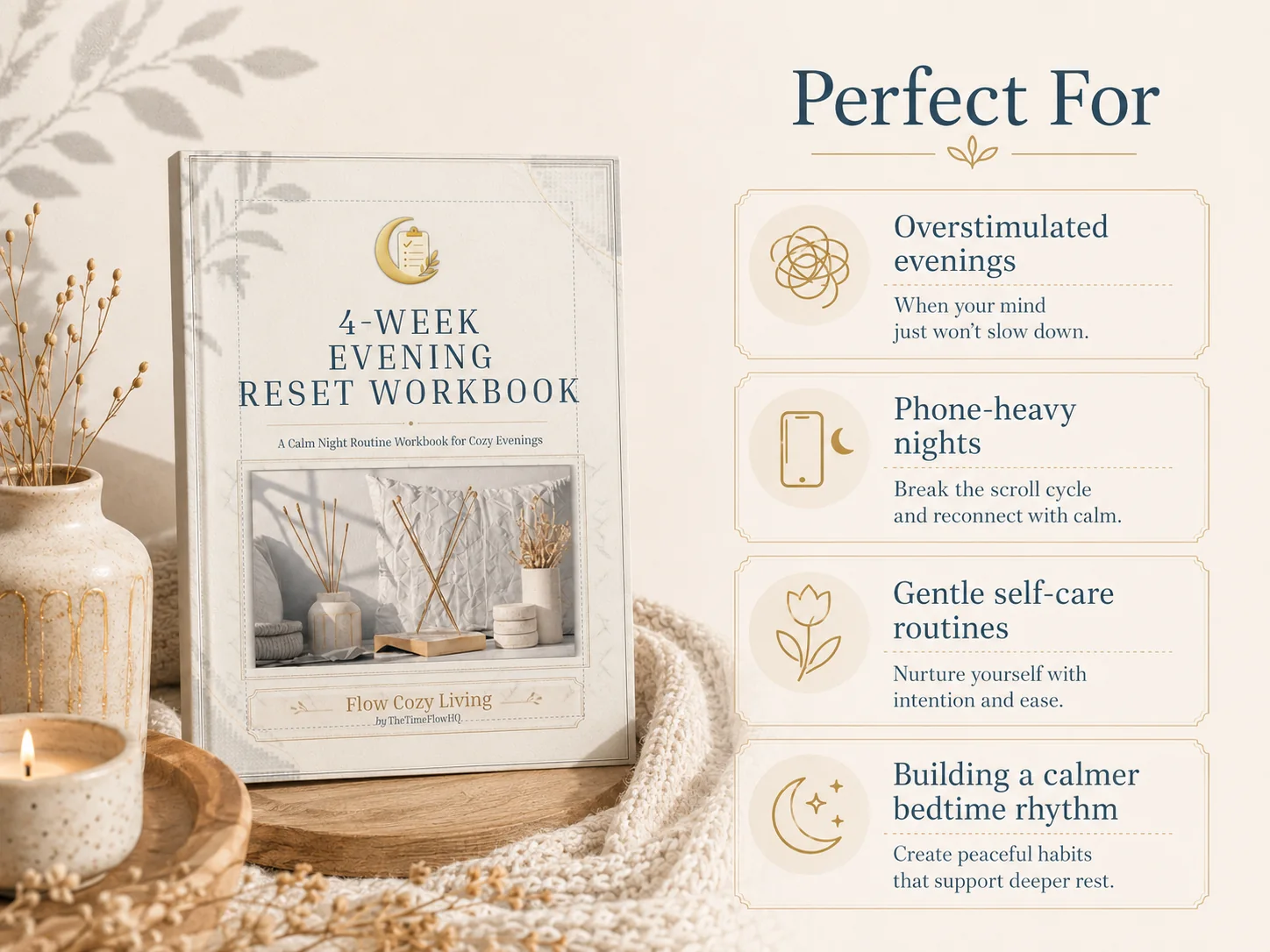 Preview showing who the Evening Reset Workbook is perfect for