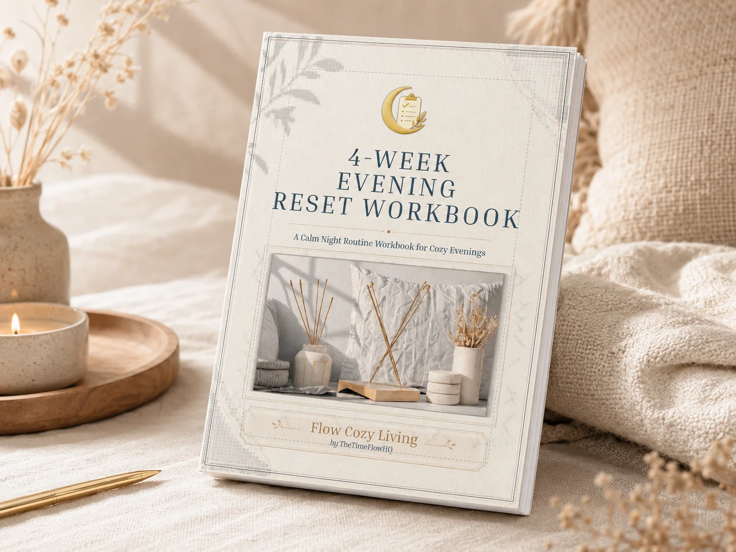 Evenings feel scattered? Start a gentler reset tonight with the 4-Week Evening Reset Workbook